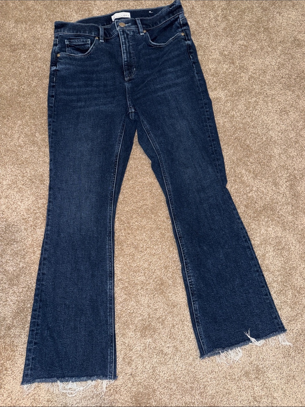 LOFT Dark Blue High Waist Flare Cropped Jeans - size 28/6
